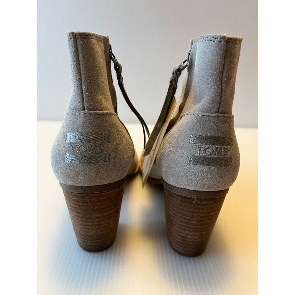 TOMS Gray Quilted Stitch Majorca Peep Toe Booties, Size 7.5 (US) - Picture 6 of 10